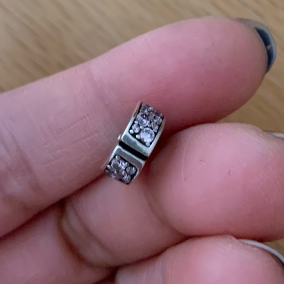 Authentic Retired Pandora CZ Bling Sparkling Charm Safety Clip Stopper Spacer - Picture 7 of 9